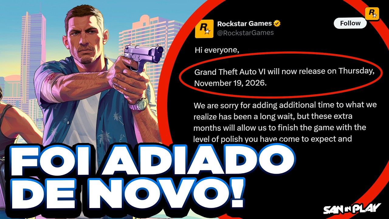 🚨 GTA 6 é Adiado Novamente pela Rockstar! Confira a Nova Data de Lançamento