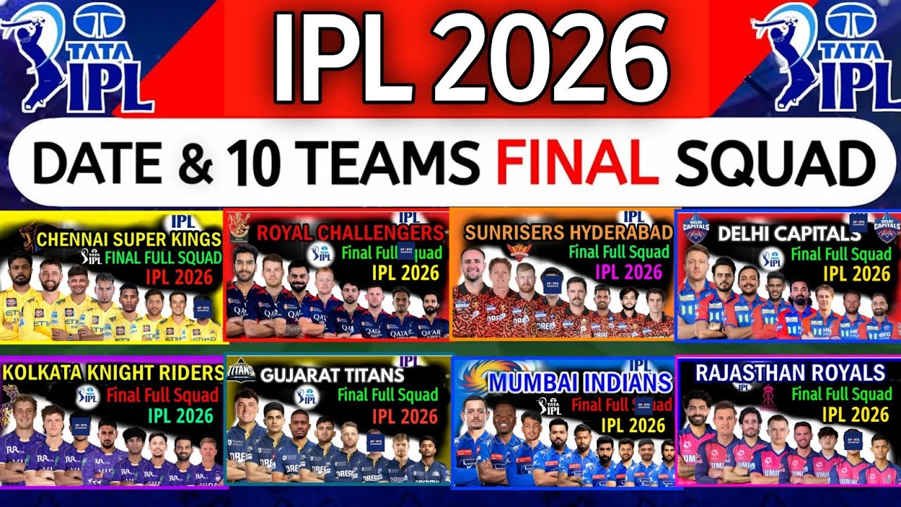 IPL 2026 - Details & All Team Final Squad | IPL Team 2026 Players List | IPL 2026 Schedule & Squad