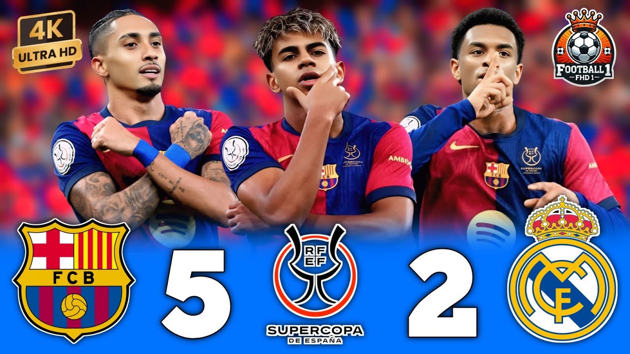 برشلونة يُذهل العالم ويحقق فوزًا أسطوريًا على ريال مدريد في نهائي السوبر الإسباني 🏆