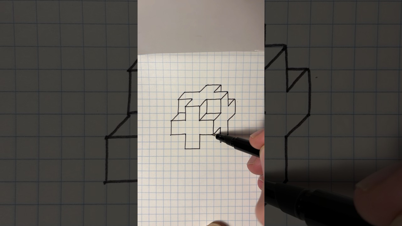 3D Drawing Tutorial on Graph Paper ✏️