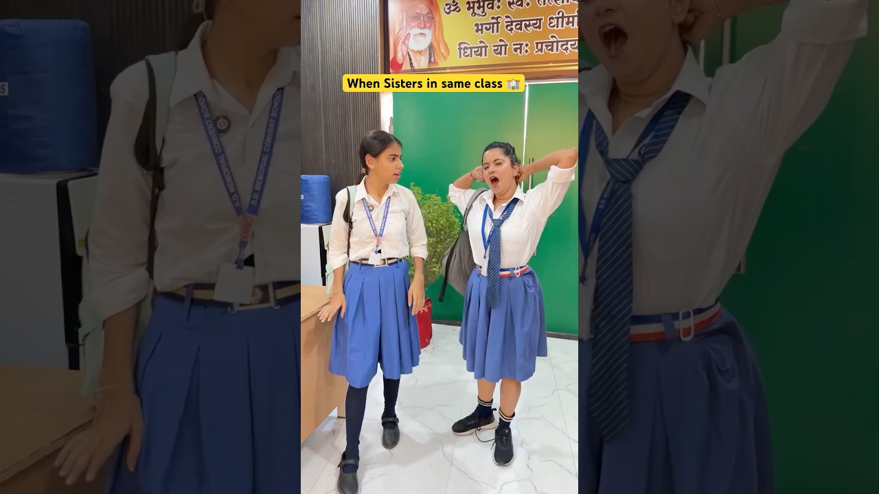 Sisters in the Same Class 🏫 #Shorts