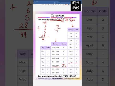 How to Find Any Day of the Week | Calendar Trick | Aptitude Reasoning #calendar #reasoningtricks