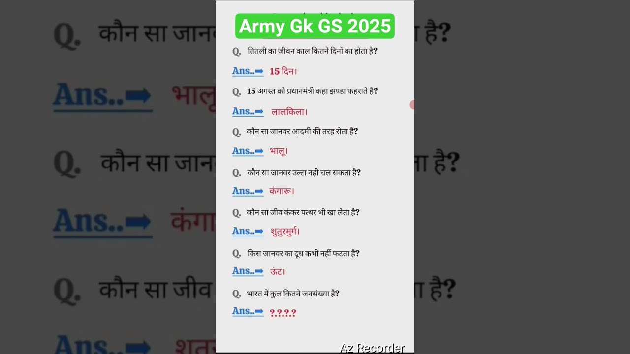 Army Agniveer GK Questions 2025 🪖