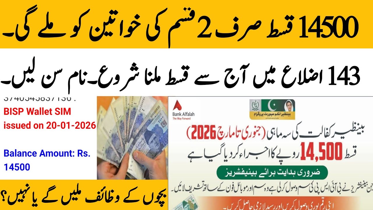 BISP Launches Rs.14,500 Qist in 143 Districts 🚀