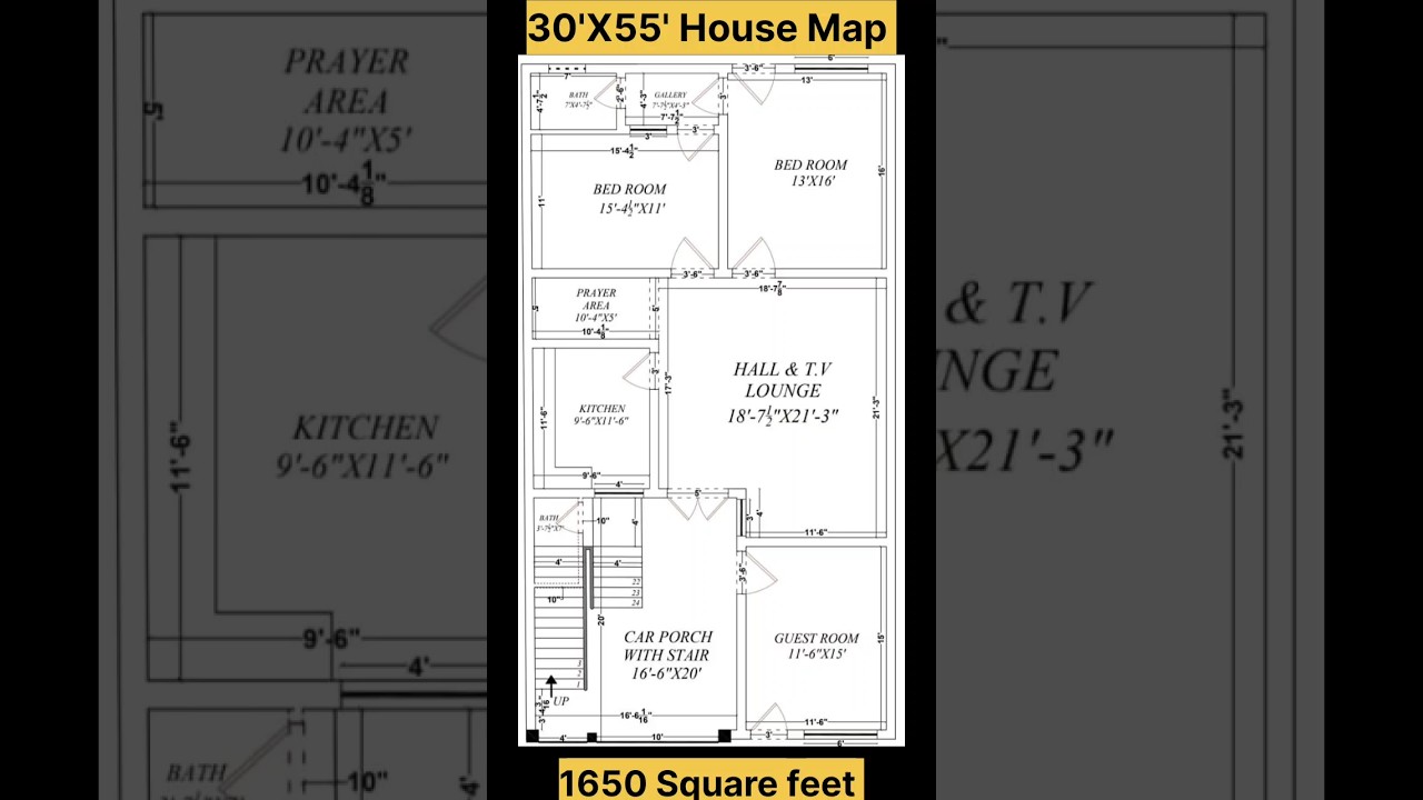 30x55 House Plan with 2BHK & Parking π‘
