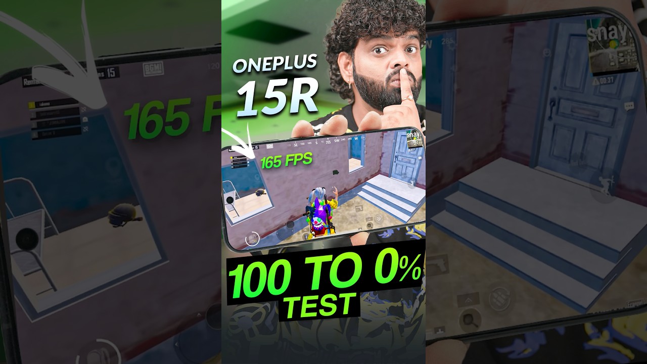 OnePlus 15R BGMI Battery Test 🔋 | 100% to 0% Real Drain#shorts