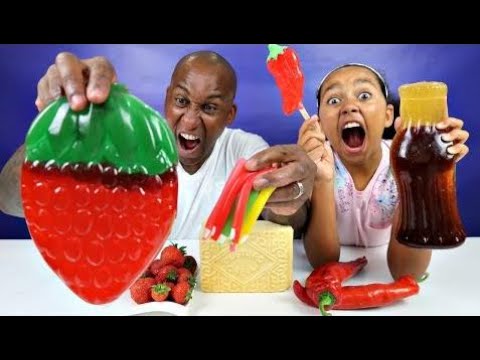 Real Food vs Gummy Food! Giant Candy Challenge 🍬