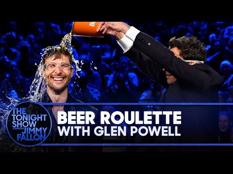 Beer Roulette with Glen Powell | The Tonight Show Starring Jimmy Fallon