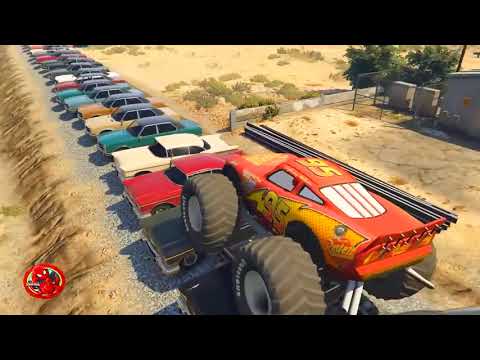 MULTICS ABOUT THE MACHINE AND SUPERGEROES Train for children, Lightning McQueen and Spiderman!