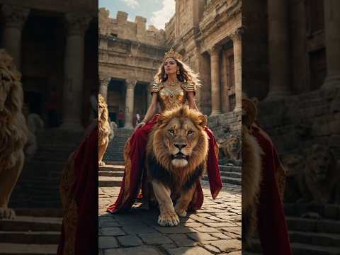 The Queen's Majestic Ride #queen #aicreativity #lion #historicalfantasy #magical