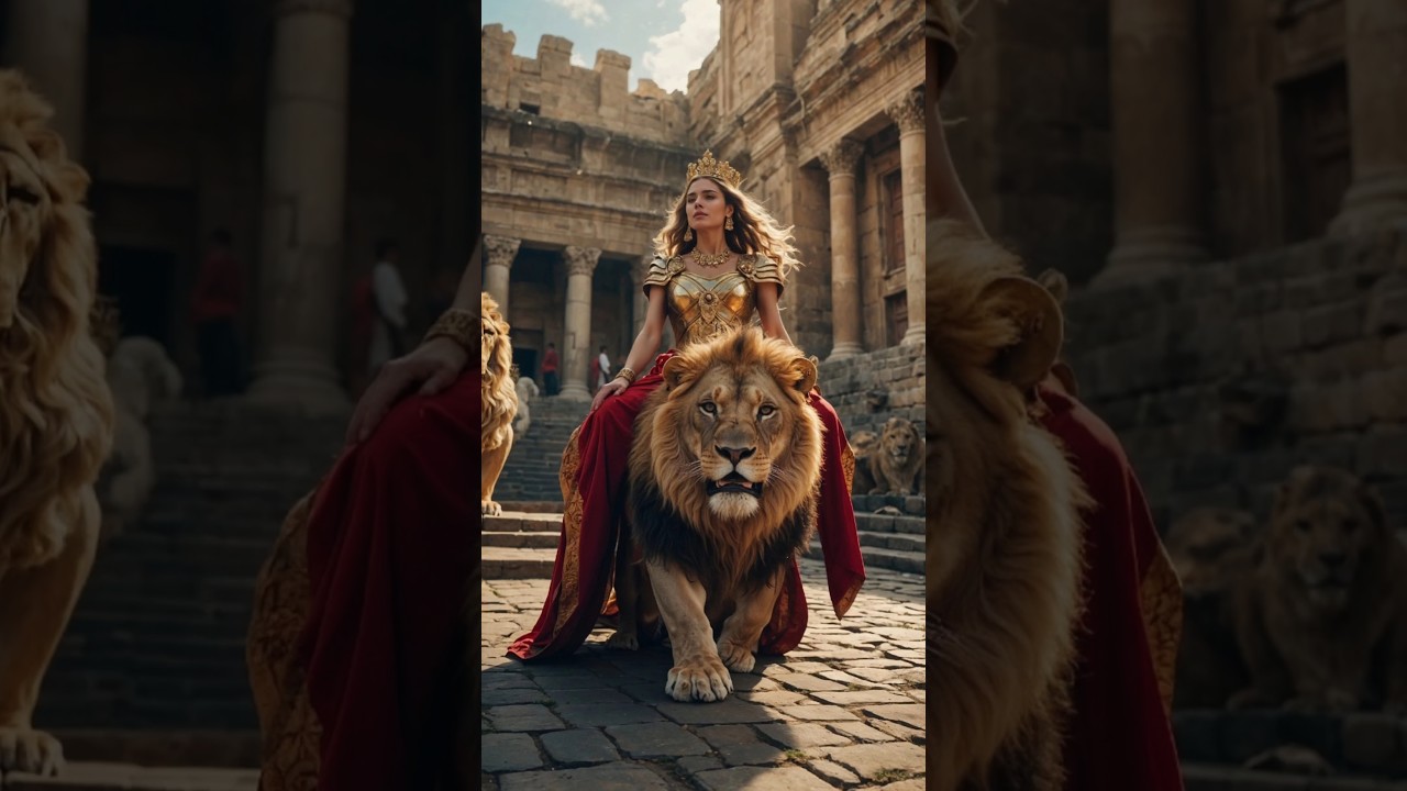 Experience the Queen's Majestic Ride Through a Magical Fantasy Realm 👑🦁