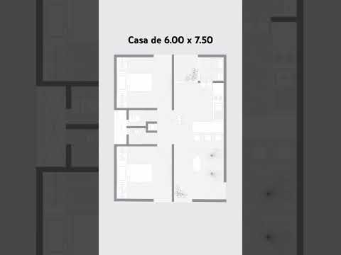 Casa de 6x7.5 metros con dos recamaras #arquitectura #diseñodeinteriores #planosdecasas