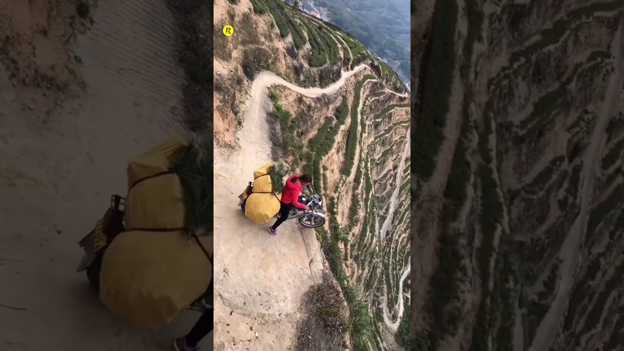 China के खतरनाक Roads 😱|| Dangerous Roads In China || #shorts