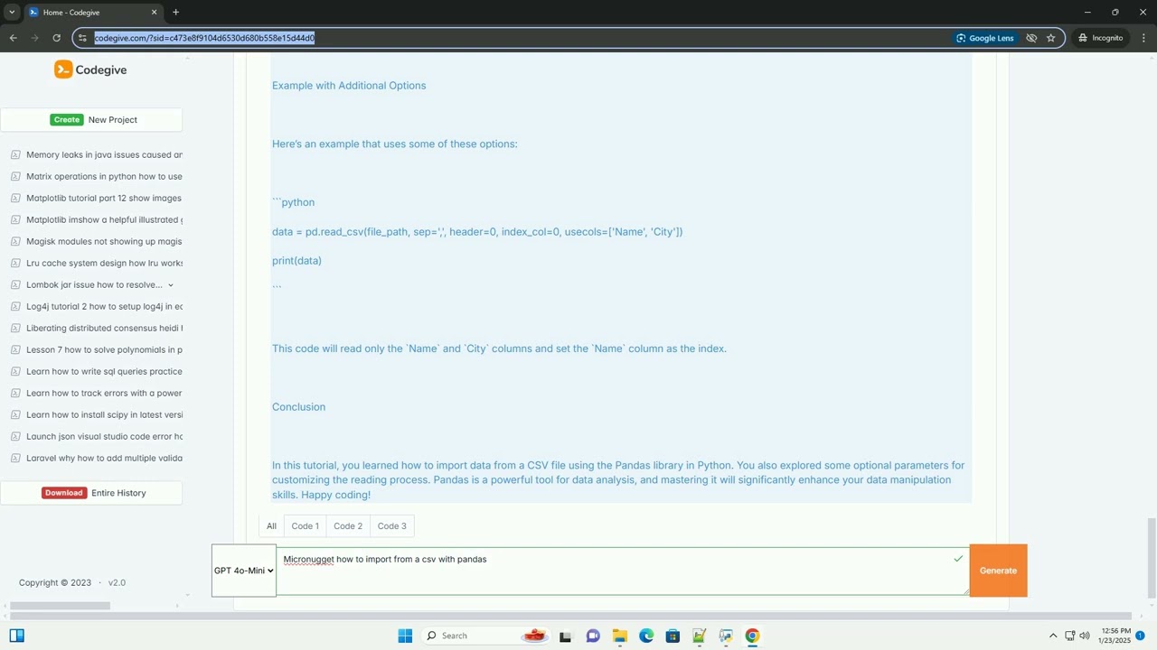 Import CSV with Pandas in Micronugget ๐