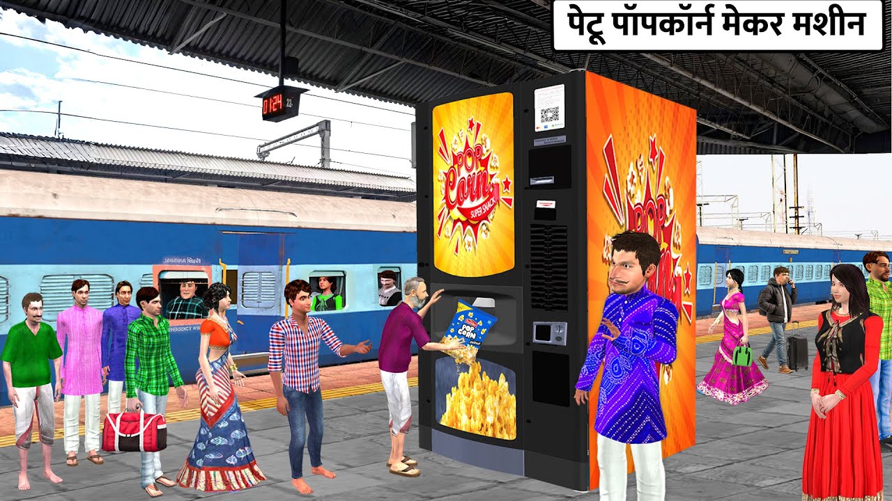 Delicious Gourmet Popcorn Maker & Fun Hindi Stories at the Railway Station 🍿