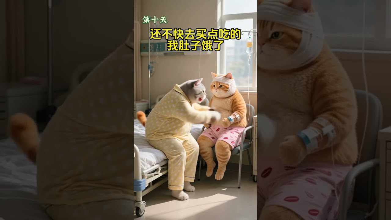 橘猫妻子温馨照料生病的橘猫🐱 | 医院里的感人瞬间