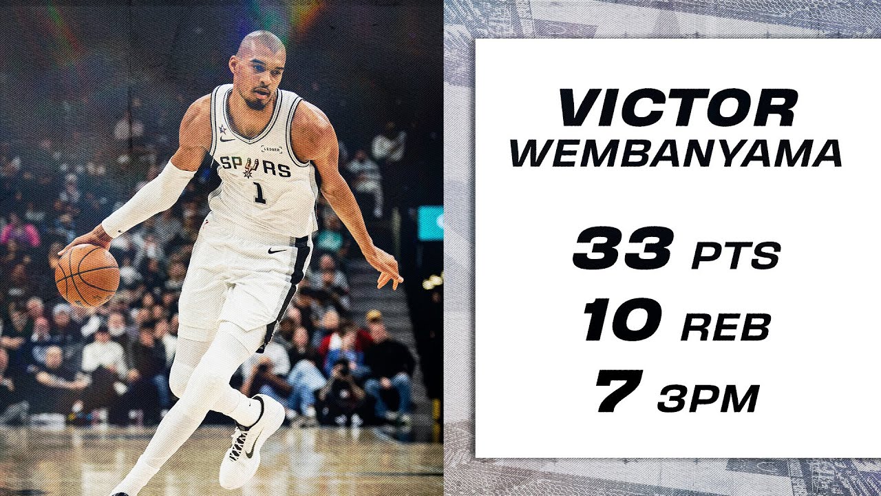 Victor Wembanyama Drops 33 Points and Seven Threes in Win vs. Jazz!