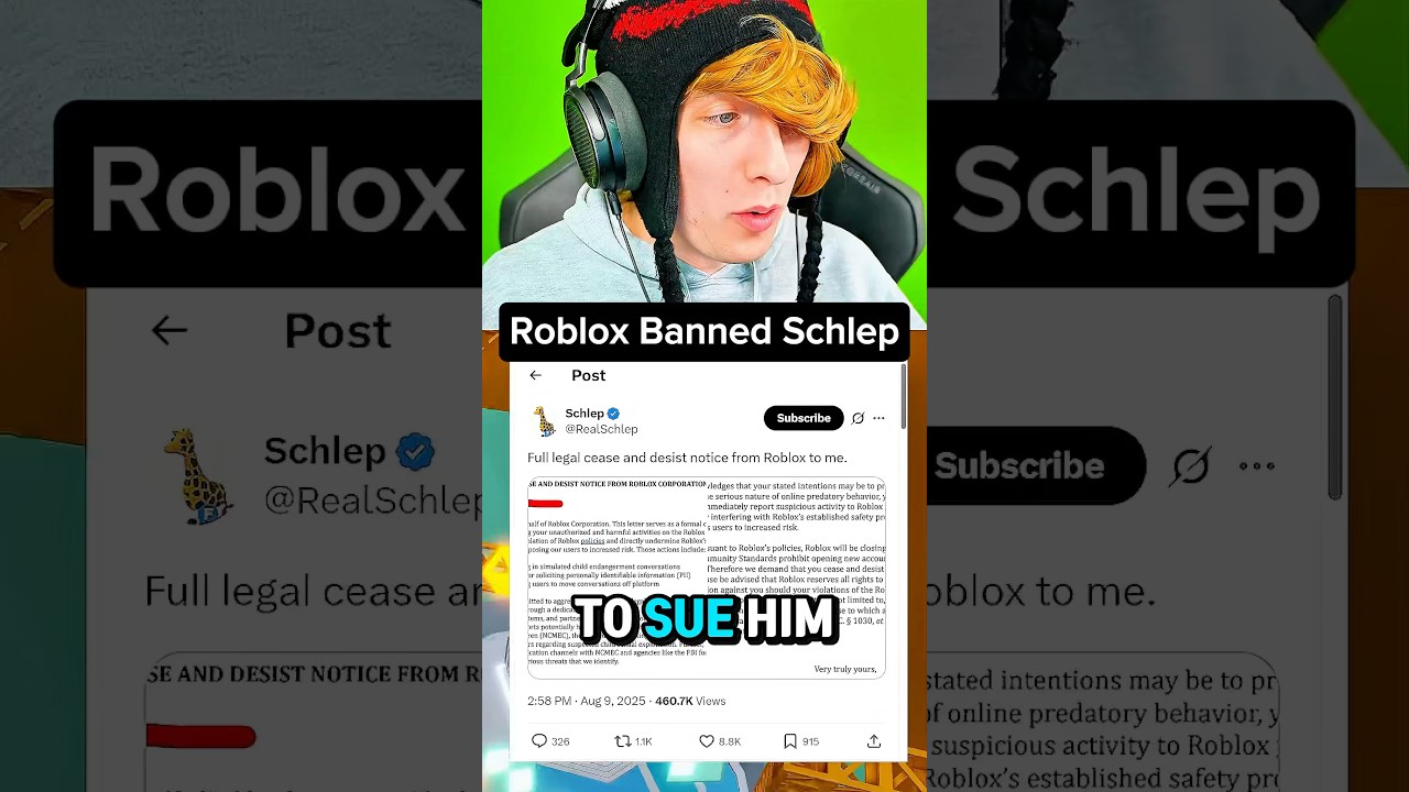 Roblox Bans Schlep & Threatens Legal Action 😬