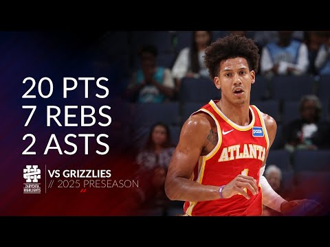 Jalen Johnson 20 pts 7 rebs 2 asts vs Grizzlies 2025 Preseason