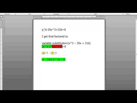 Solve x^6 - 3x^3 + 216 =0 (HW 1: Problem #18)