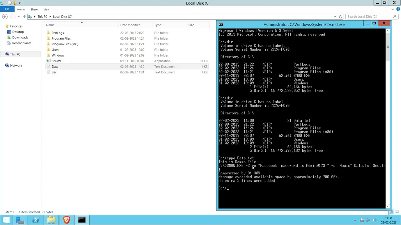 Steganography: Hide Data using SNOW