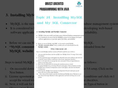 Topic - 24 Installing MySQL and MySQL connector #java