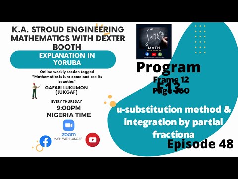 KA Stroud Engr Math 48 - u-substitution | integration by partial fraction