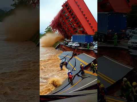 gempa disertai longsor, gedung roboh