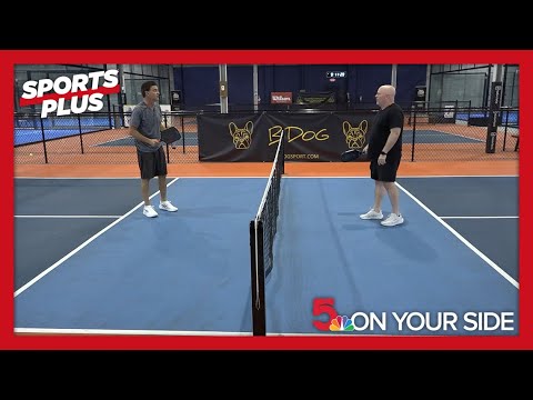 Talking about the Billikens with Josh Schertz over a game of pickleball