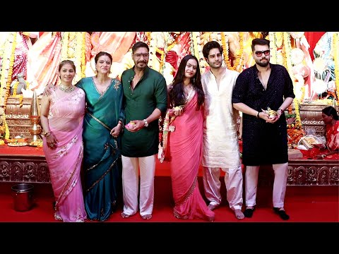 Kajol, Ajay Devgan, Nysa Devgan, Aman Devgan Arrive At Durga Puja 2025