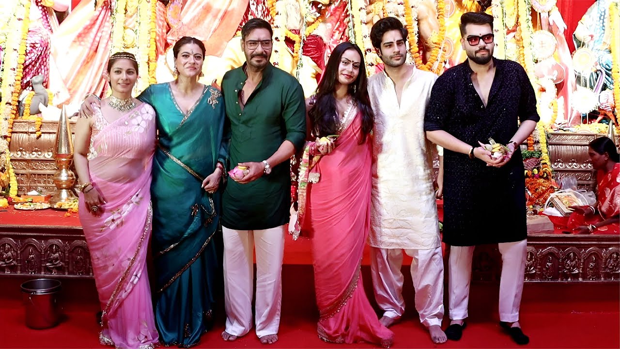 Kajol, Ajay Devgan & Kids Attend Durga Puja 2025 🎉