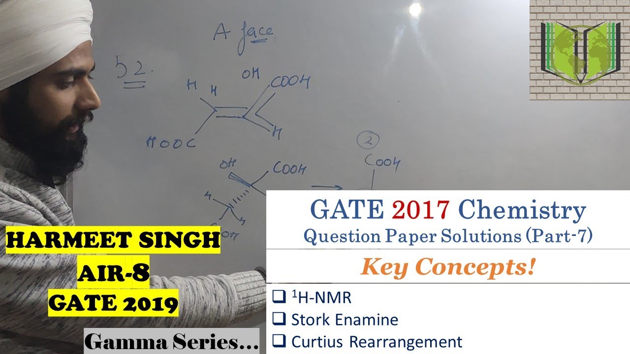 GATE 2017 Chemistry Question Paper Solutions (Part 7): 1H NMR, Stork Enamine & Curtius Rearrangement π§ͺ
