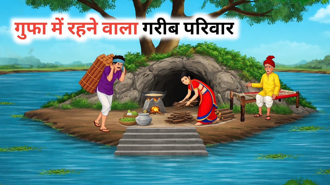 गुफा में रहने वाला गरीब परिवार | Hindi Story | Hindi Kahaniya | Moral Stories | Cartoon