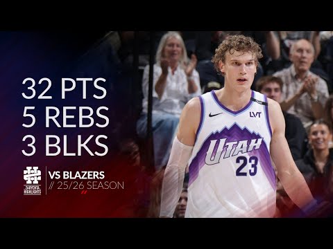 Lauri Markkanen 32 pts 5 rebs 3 blks vs Blazers 25/26 season