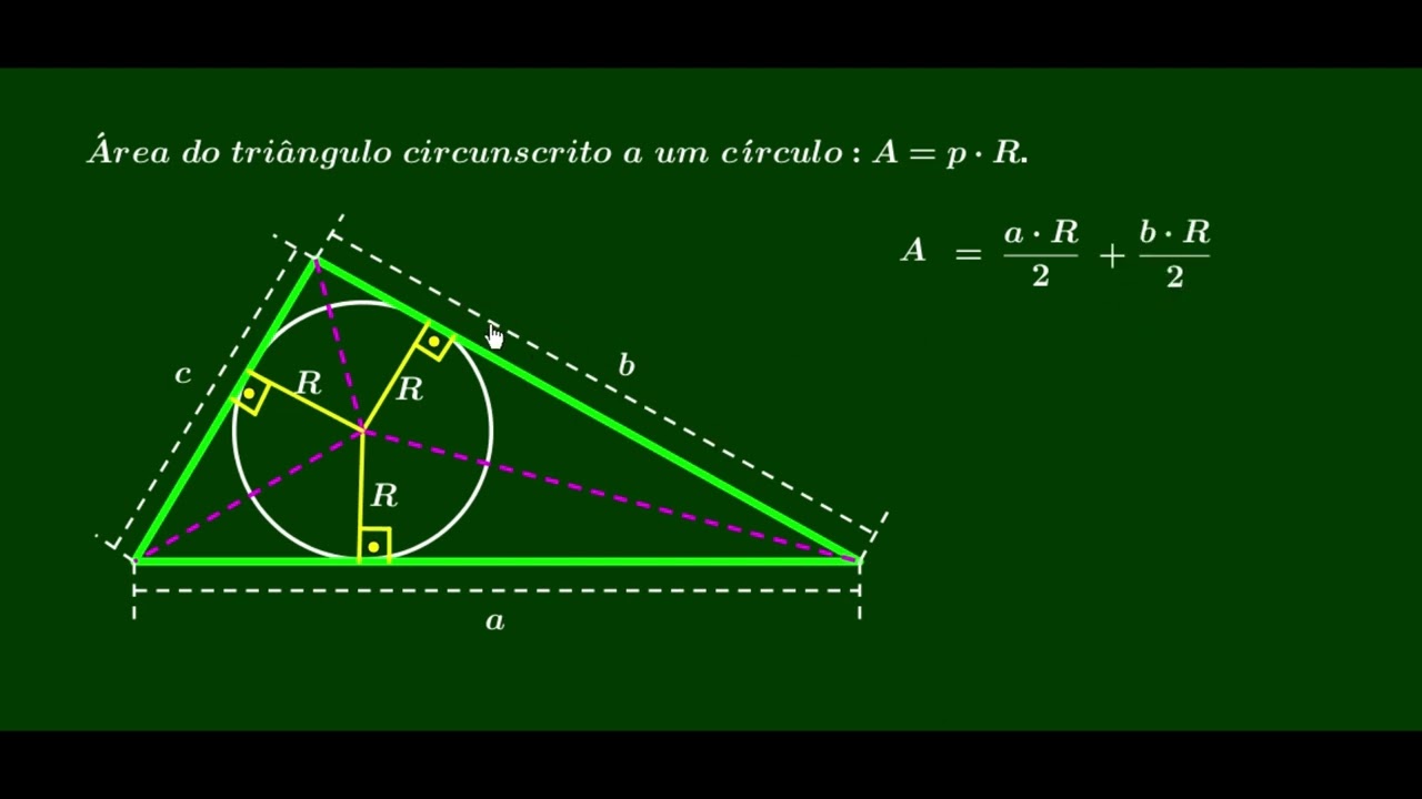 Demonstração: Área do Triângulo com Círculo Inscrito 🧮