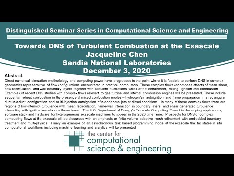 Distinguished Seminar Series in Computational Science and Engineering: Jacqueline Chen, Dec. 3, 2020