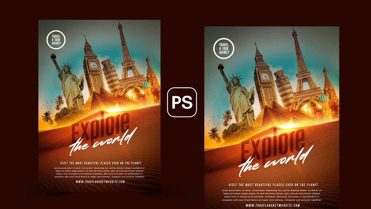 Travel Agency Poster Design in Photoshop 🖼️