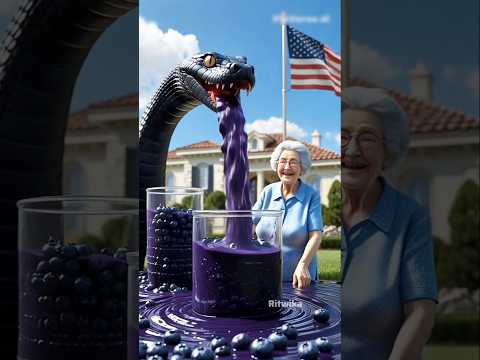 Grandma's cobra gives lakhs of liters of blueberry juice 🐍😭 #aianimation #cobra #youtubeshorts