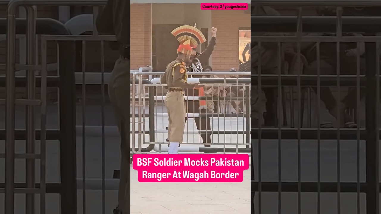 Hilarious! BSF Jawan Mocks Pakistani Ranger At Wagah Border #india #pakistan #viral #trending