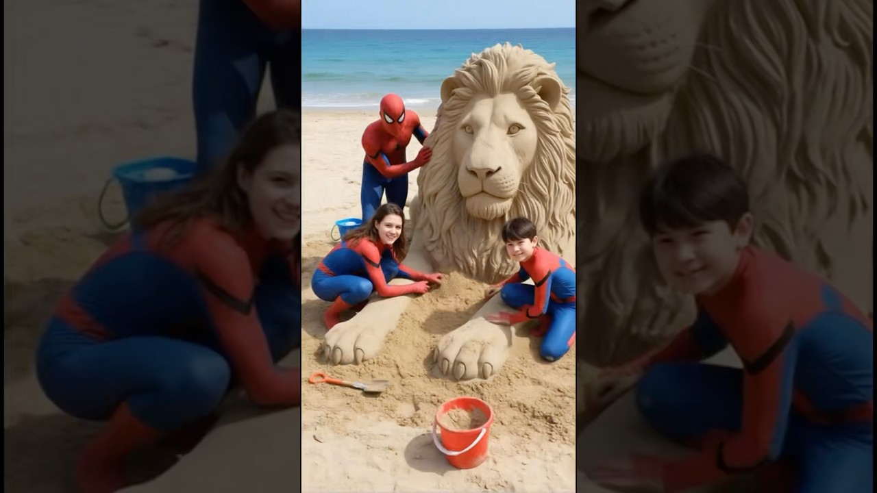 Spider-Man & Hulk Build Giant Sand Lion 🦁