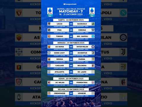 Jadwal Liga Italia Pekan 7 - AS Roma vs Inter Milan #jadwalligaitalia #ligaitalia2025