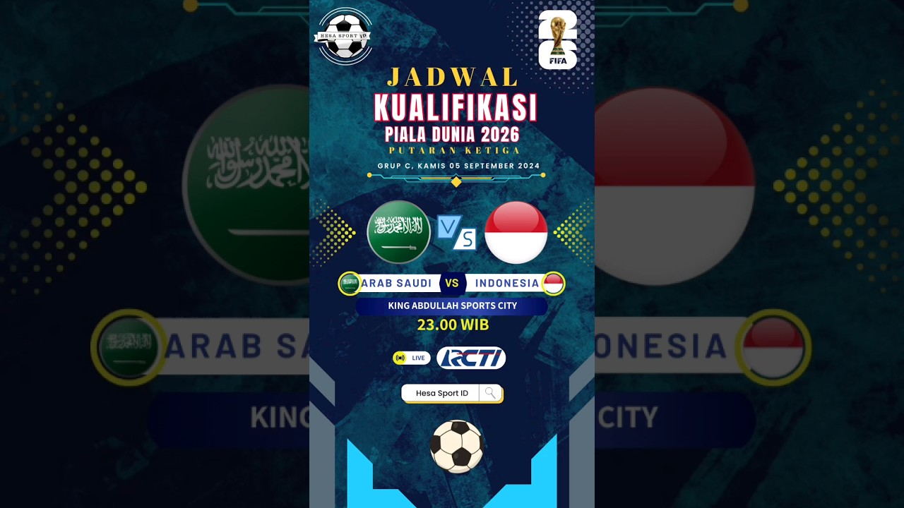 Jadwal Pertandingan Arab Saudi vs Indonesia | Kualifikasi Piala Dunia 2026 🇸🇦🇮🇩