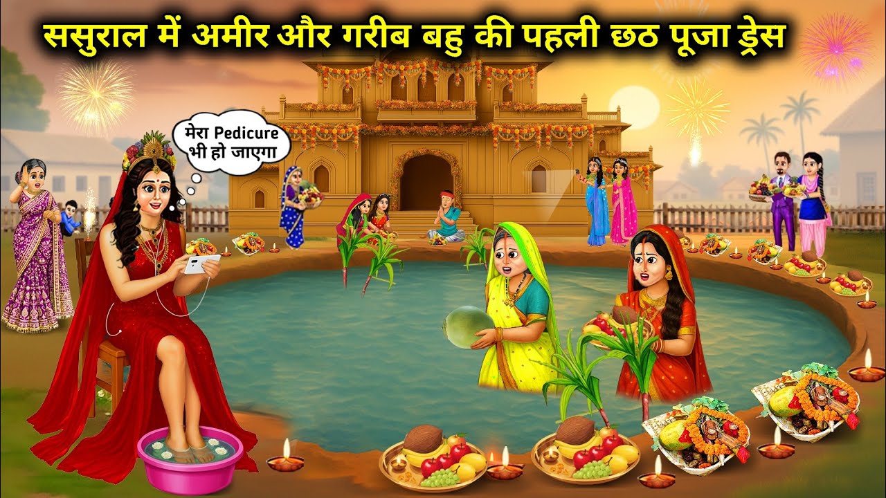 ससुराल में अमीर और गरीब बहु की पहली छठ पूजा ड्रेस