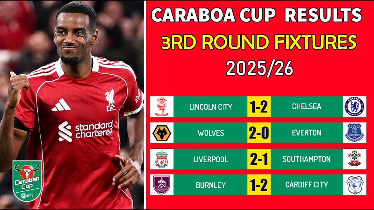 Carabao Cup 3rd Round Results & Fixtures 2025/26 ⚽