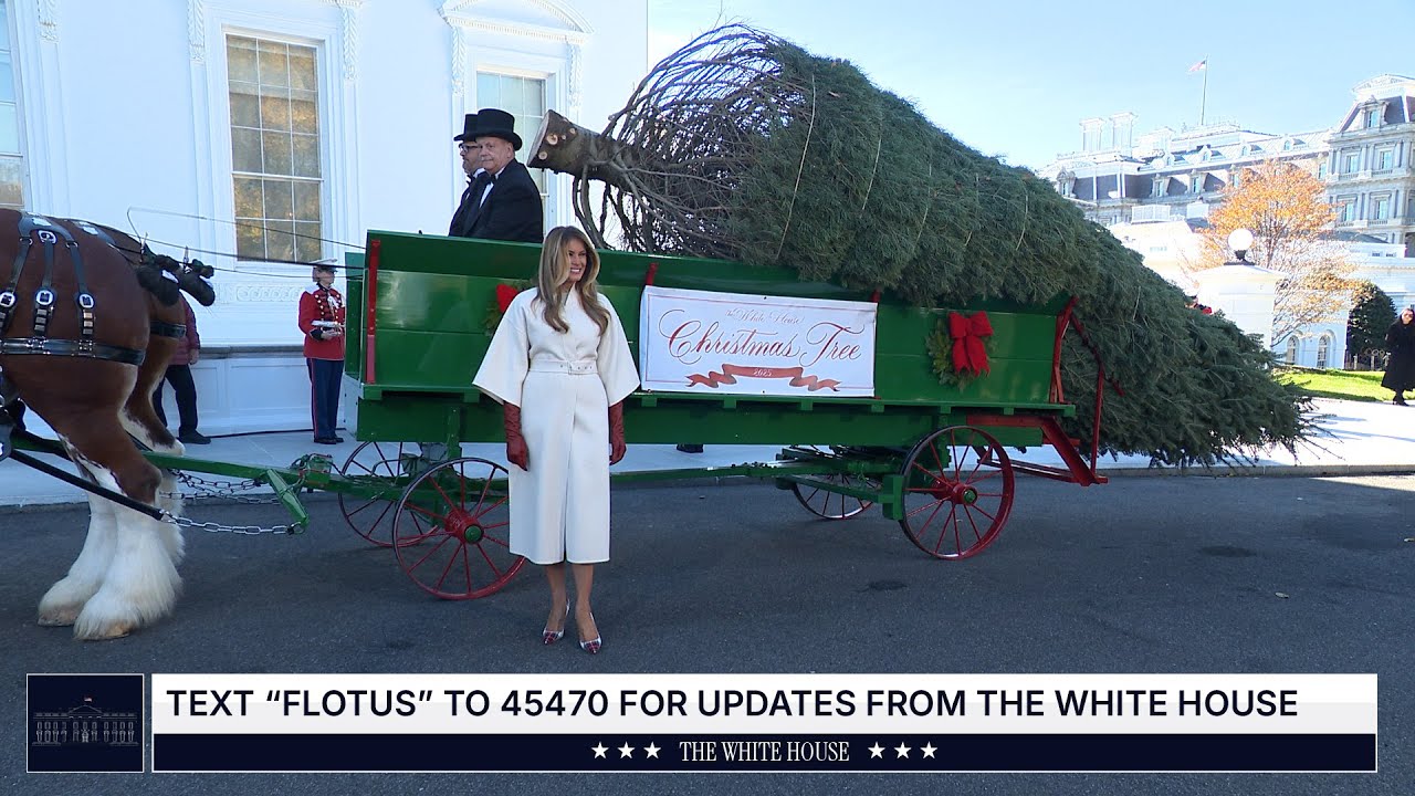 First Lady Melania Trump Welcomes 2025 White House Tree 🎄