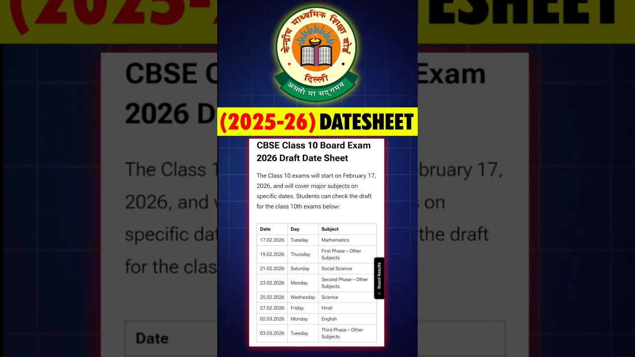 अभी ज़ारी किया😱CBSE Date Sheet 2025-26 OUT🔥😱 | CBSE News | Class 10/12 Board Exam I & II Notice Out✅