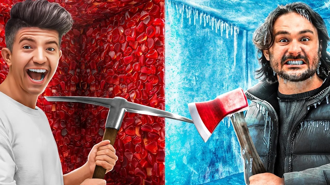 100 Layers of Candy vs Ice Challenge 🍬❄️