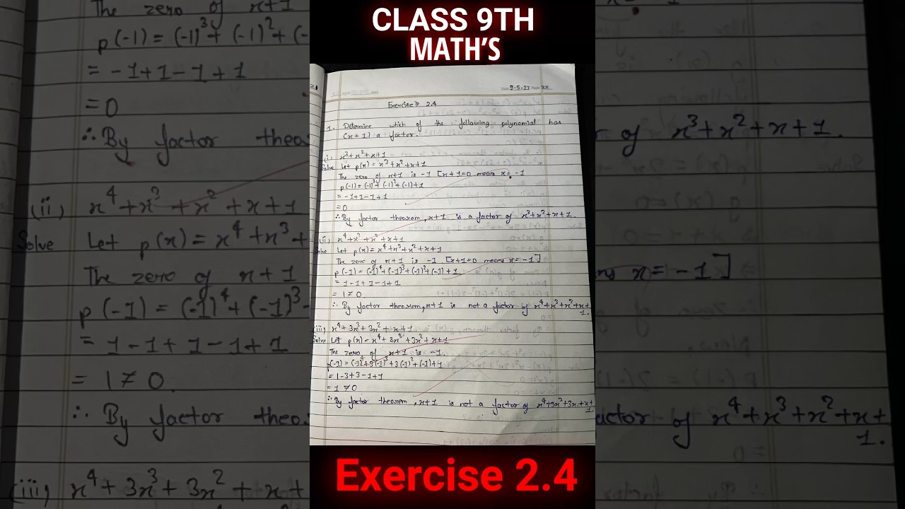 NCERT math's class 9 chapter 2 Polynomial Exercise 2.4 solution #maths #ncert #class9 #solution