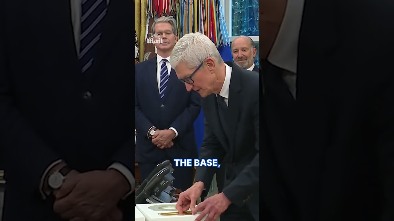 Tim Cook Presents Trump with $24K Gold Plaque 🏆
