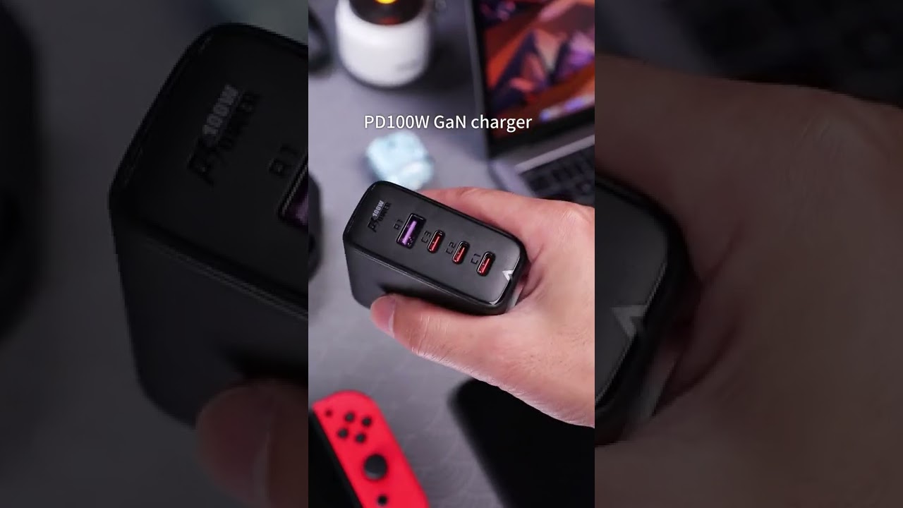 Fast Charge Wall Charger A37 PD100W GaN β 3x USB-C & USB-A, EU Plug β‘